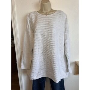 Vintage Honors‎ Knit Sweater Women's Size Large White Oversized 90s Coastal